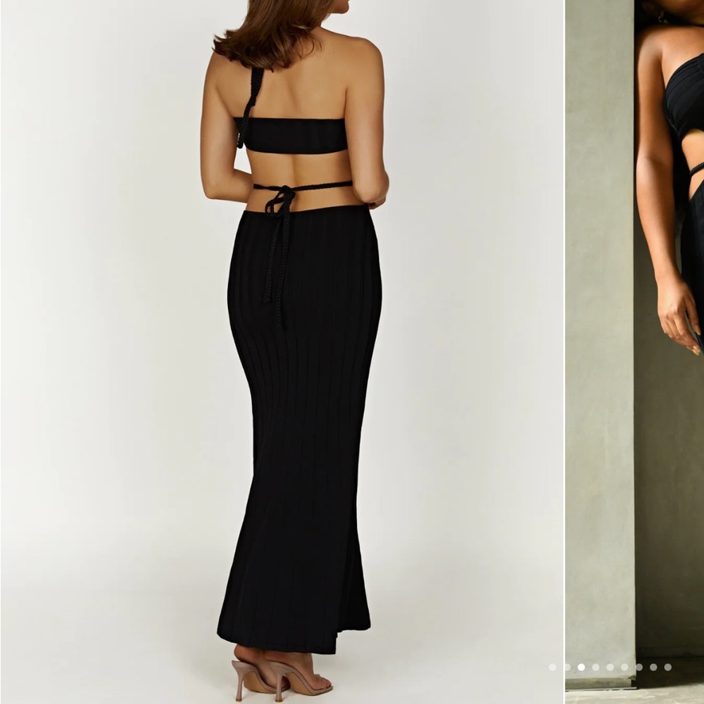 Meshki Minerva knit maxi dress in black, size Medium